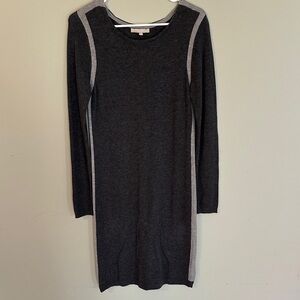 Joan Vass Charcoal and Light Gray Long Sleeve Dress